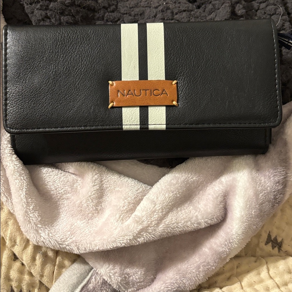 Nautica Black Clutch with White Accents